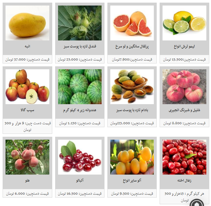 نرخ مصوب هر کیلو میوه در میادین میوه  و تره بار چقدر است؟